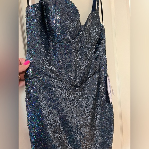 NWOT Brand new! B.Darlin Smoky Blue Sequin Party Dress Juniors 13/14 - Picture 14 of 15